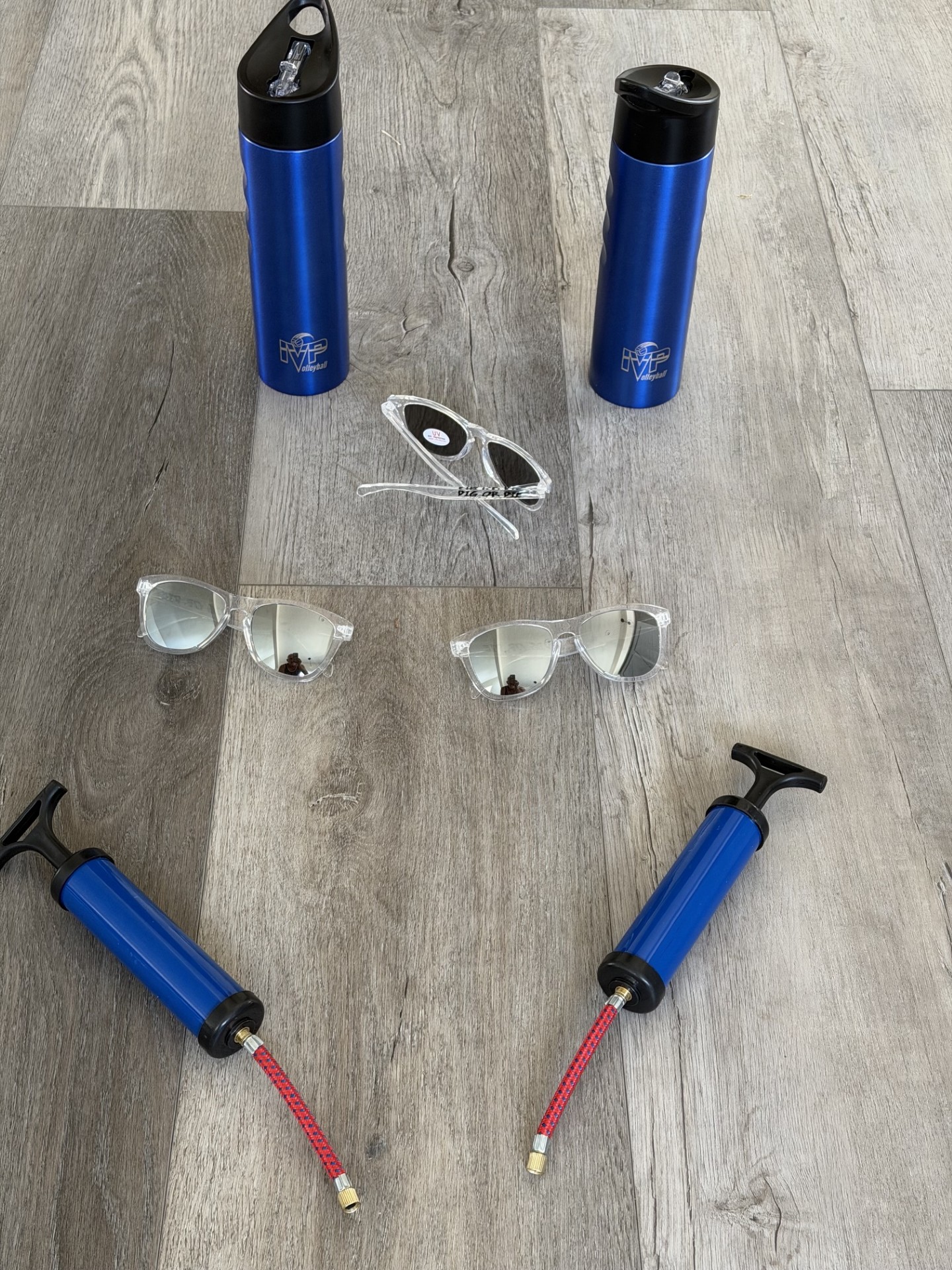 IVP Water Bottles, Dig or Die Sunglasses, ball pump